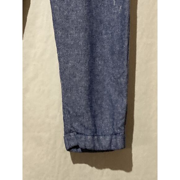 Old Navy Pants Women Size L Blue Linen Blend Pull On Drawstring Pockets - Picture 6 of 9